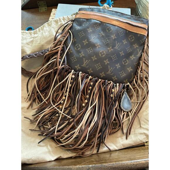 Vintage Boho Louis Vuitton Women's Brown Braided Leather Pochette Bosphore Bag - Picture 2 of 16